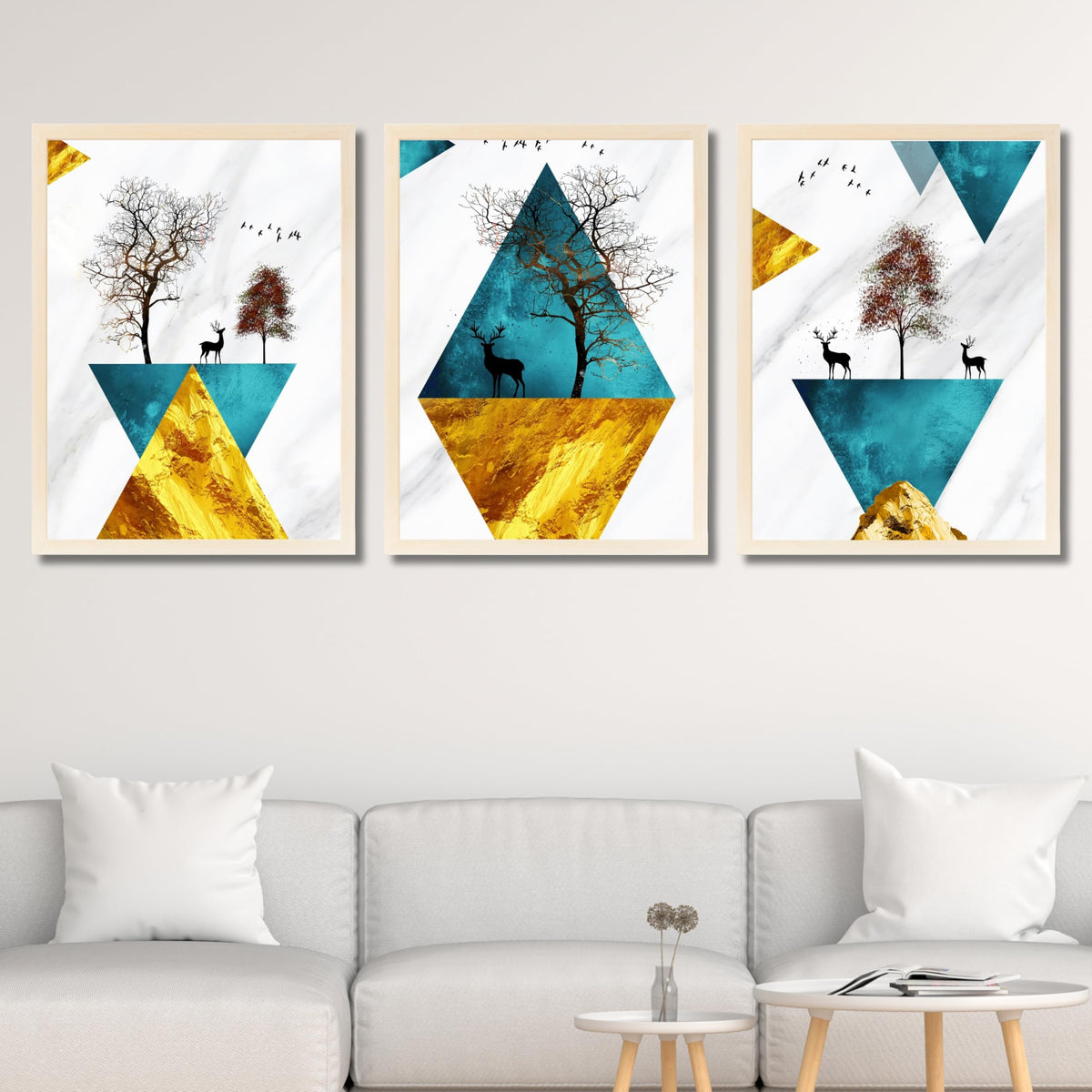 CRAFT QUEST Abstract Modern Art Wall Frame | Set of 3 Frames for Home Decoration | Ideal for Living Room, Bedroom & Offices