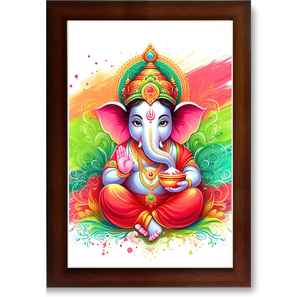 CRAFT QUEST Lord Ganesh ji Art Framed Wall Painting With Frame For Home and,Office Décor Items