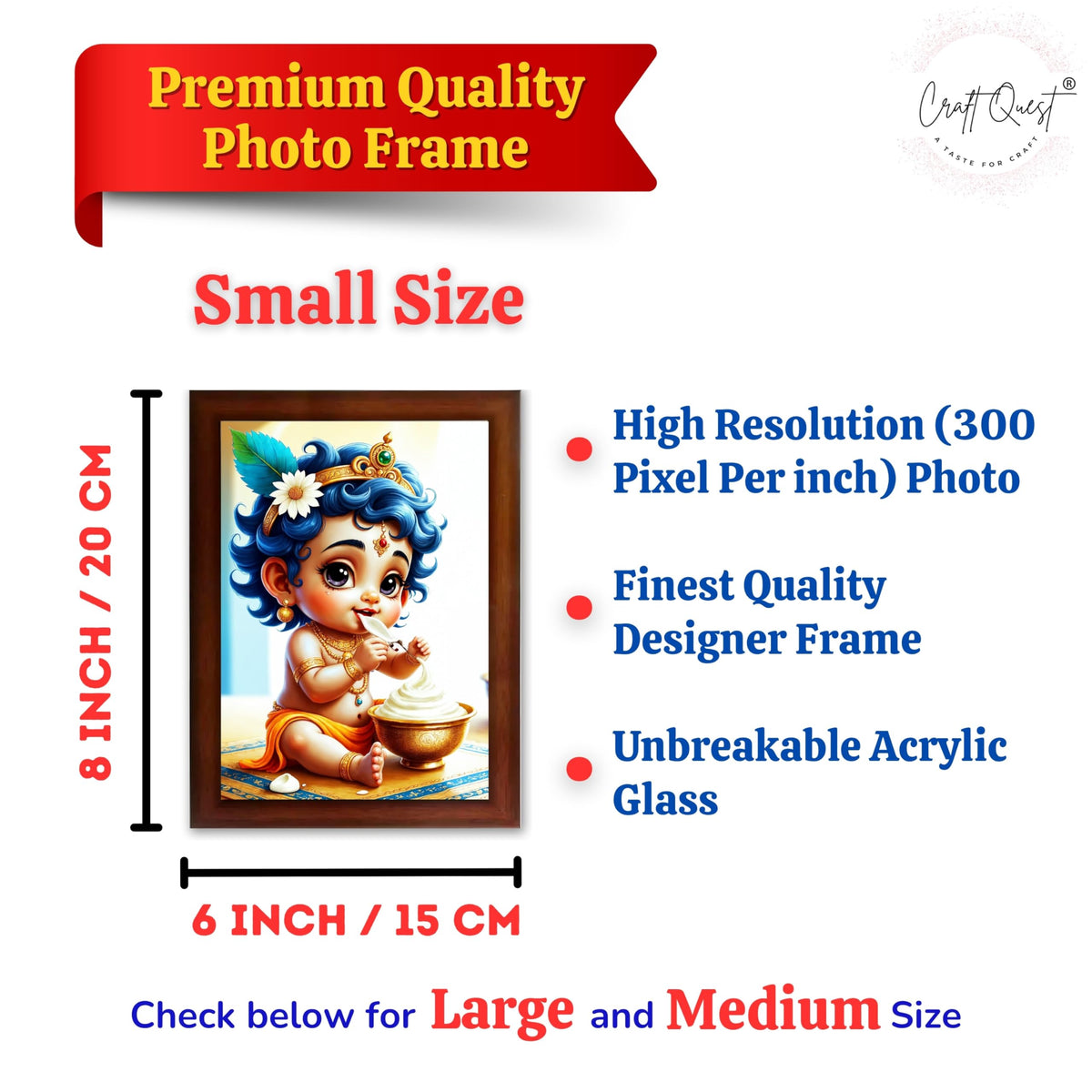 CRAFT QUEST Bal Gopal Painting Kanha Ji Poster | Walls Home Bedroom Living Room Decoration Gift.