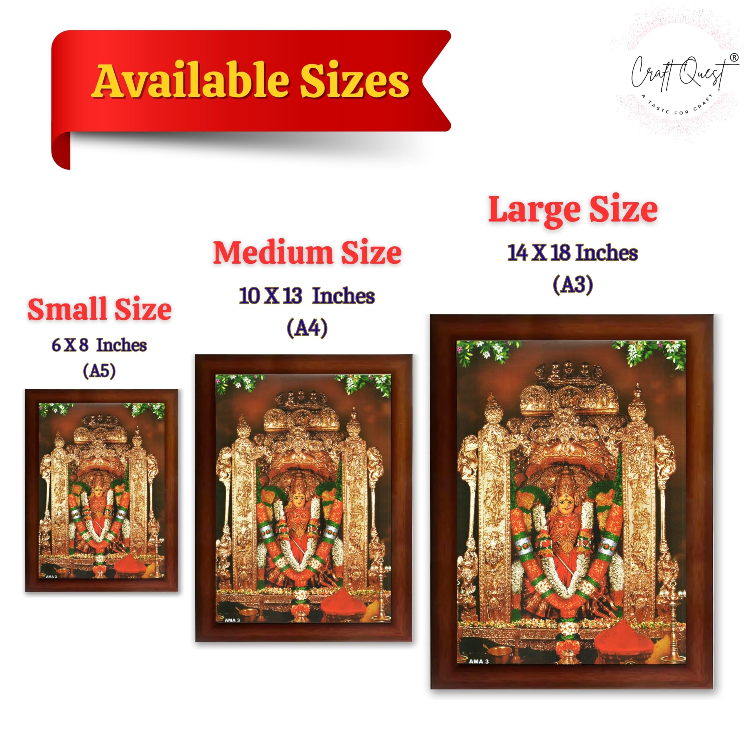 CRAFT QUEST Vijayawada Kanaka Durga Devi Durgamma Wall Photo Frame | South God Frame for Home, Office, Temple & Gifting