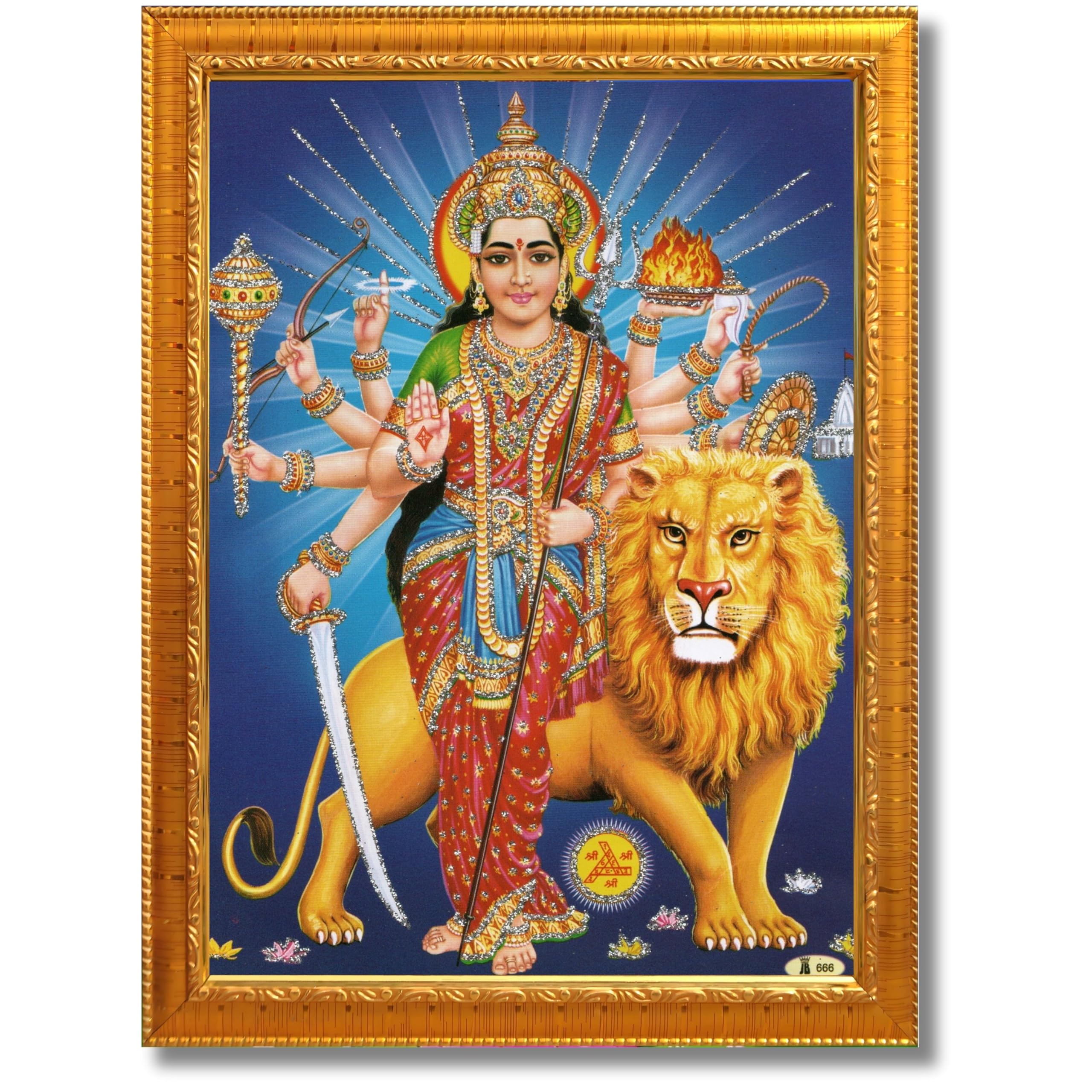 CRAFT QUEST Durga Maa MataJi Goddess Navdurga Wall Painting Framed Home and Pooja Décor