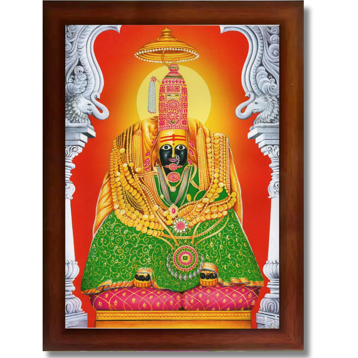 CRAFT QUEST Tulja mata photo with frame, Tuljabhawani photo | Hindu God Spiritual Framed | Ideal for Home, Office, Temple & Puja Room, Wall Decor