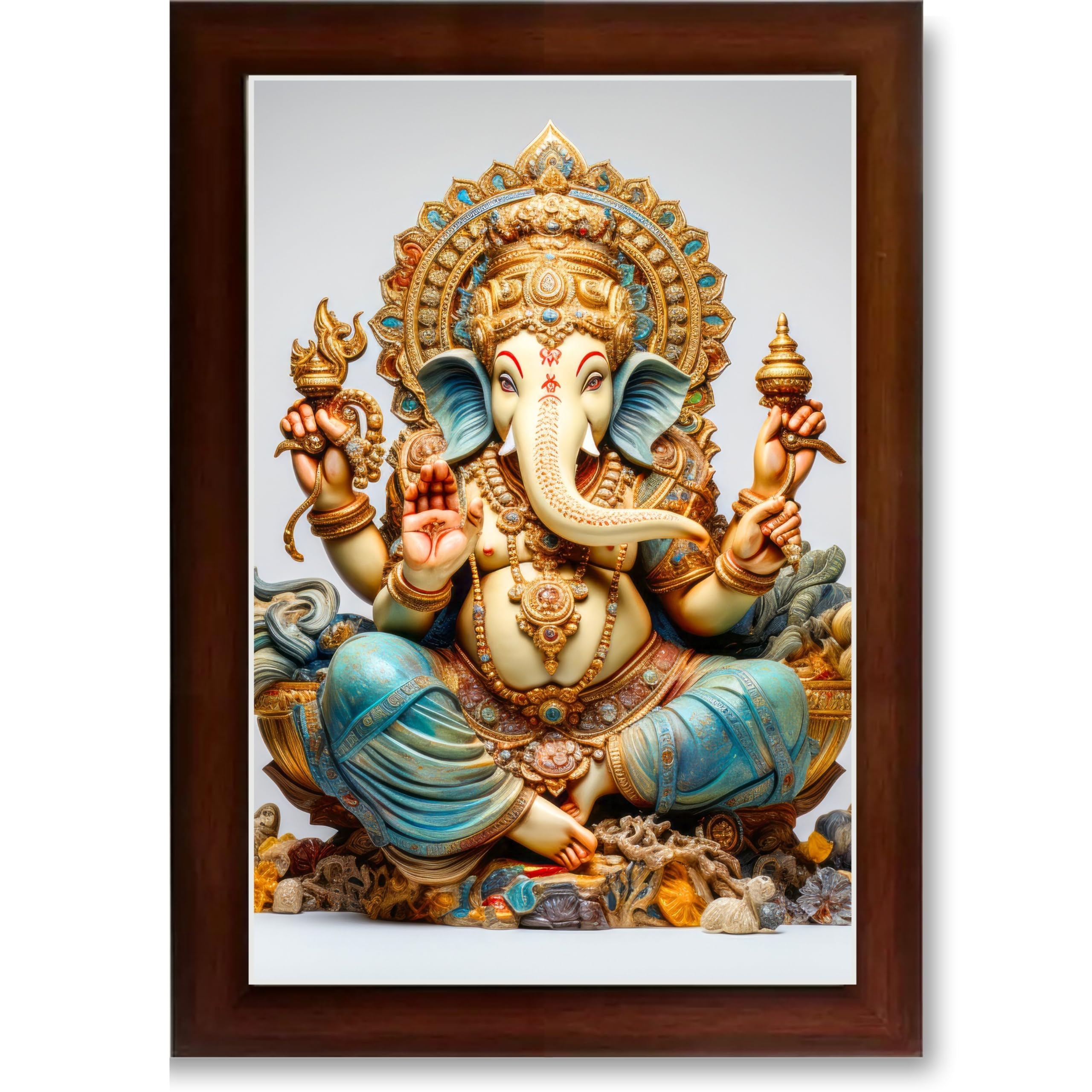 CRAFT QUEST Lord Ganpati Modern Wall Art Painting With Frame For Pooja, Home and Office Decor