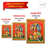 CRAFT QUEST Durga mata Mahishasura Mardini | Mahisasur Mardhini Durga Wall Painting Framed, Religious Photo Frame With Acrylic Glass