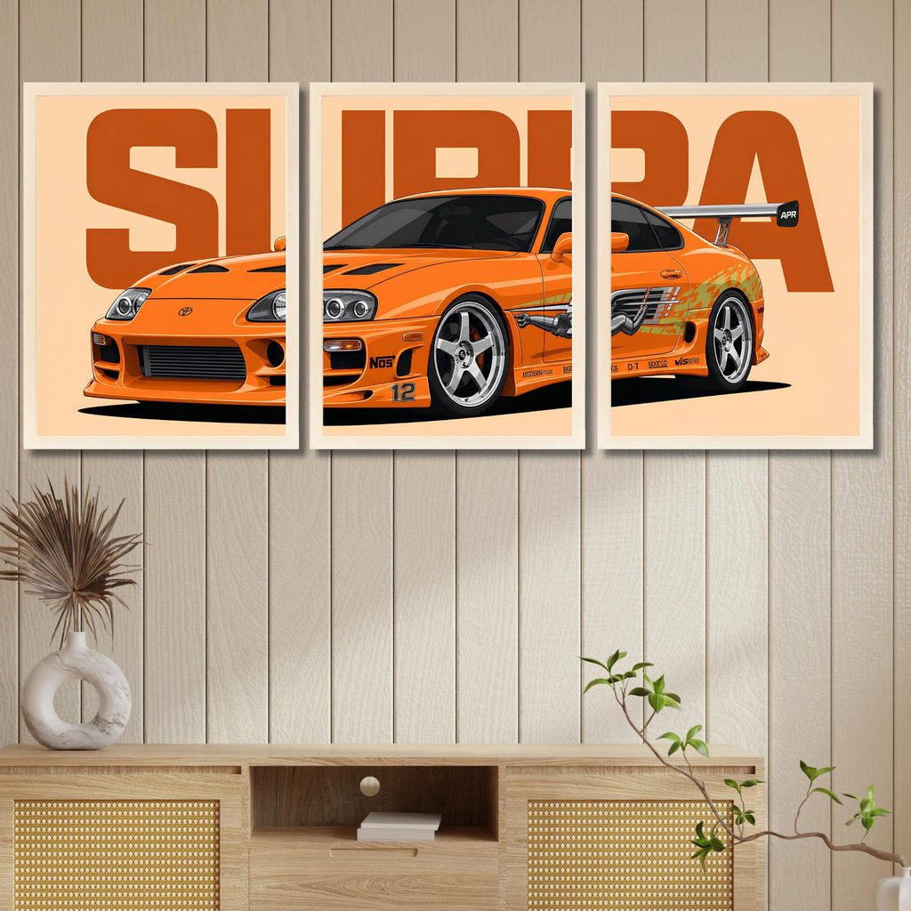 VENUXE ARTS Set Of 3 Big Sports Cars Framed Posters Gift Items for Boys Room Wall Decoration Bedroom Living Room Office Studio Décor | Car Poster Frame for Wall Décor