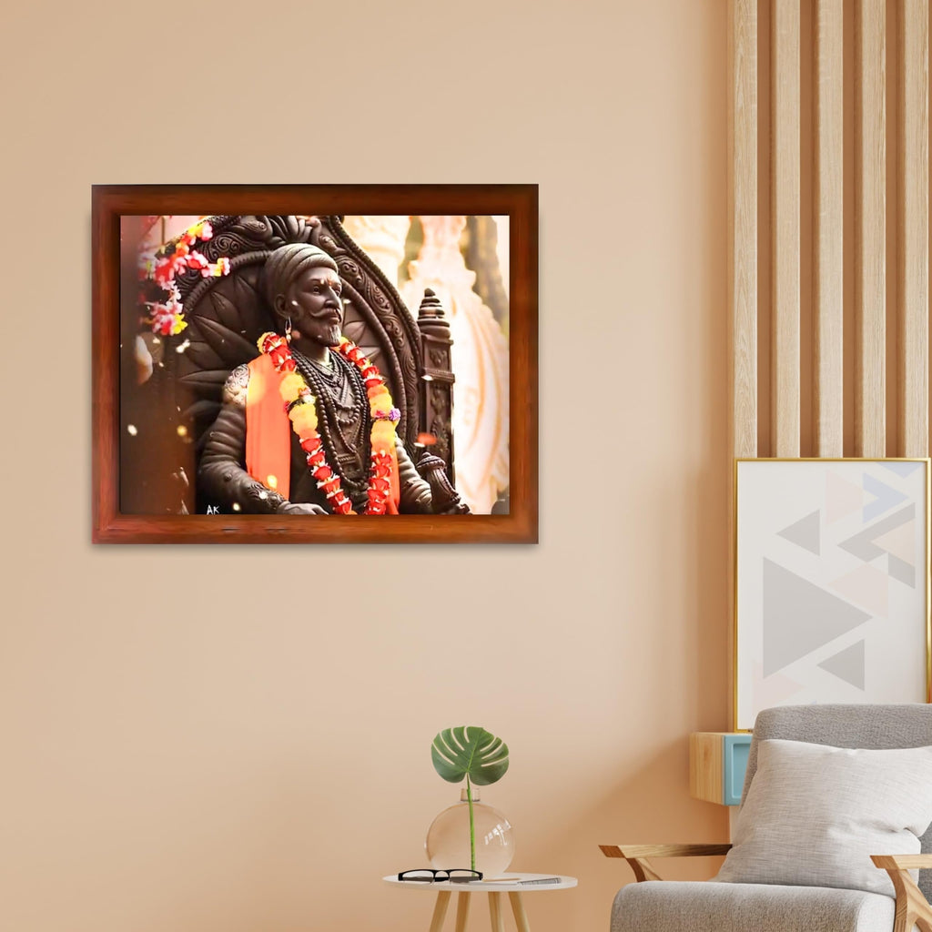 CRAFT QUEST Chattrapati Shivaji Maharaj Wall Photo Frame With Acrylic Sheet | Lightweight | Home Decoration Item | Best Gifting Option