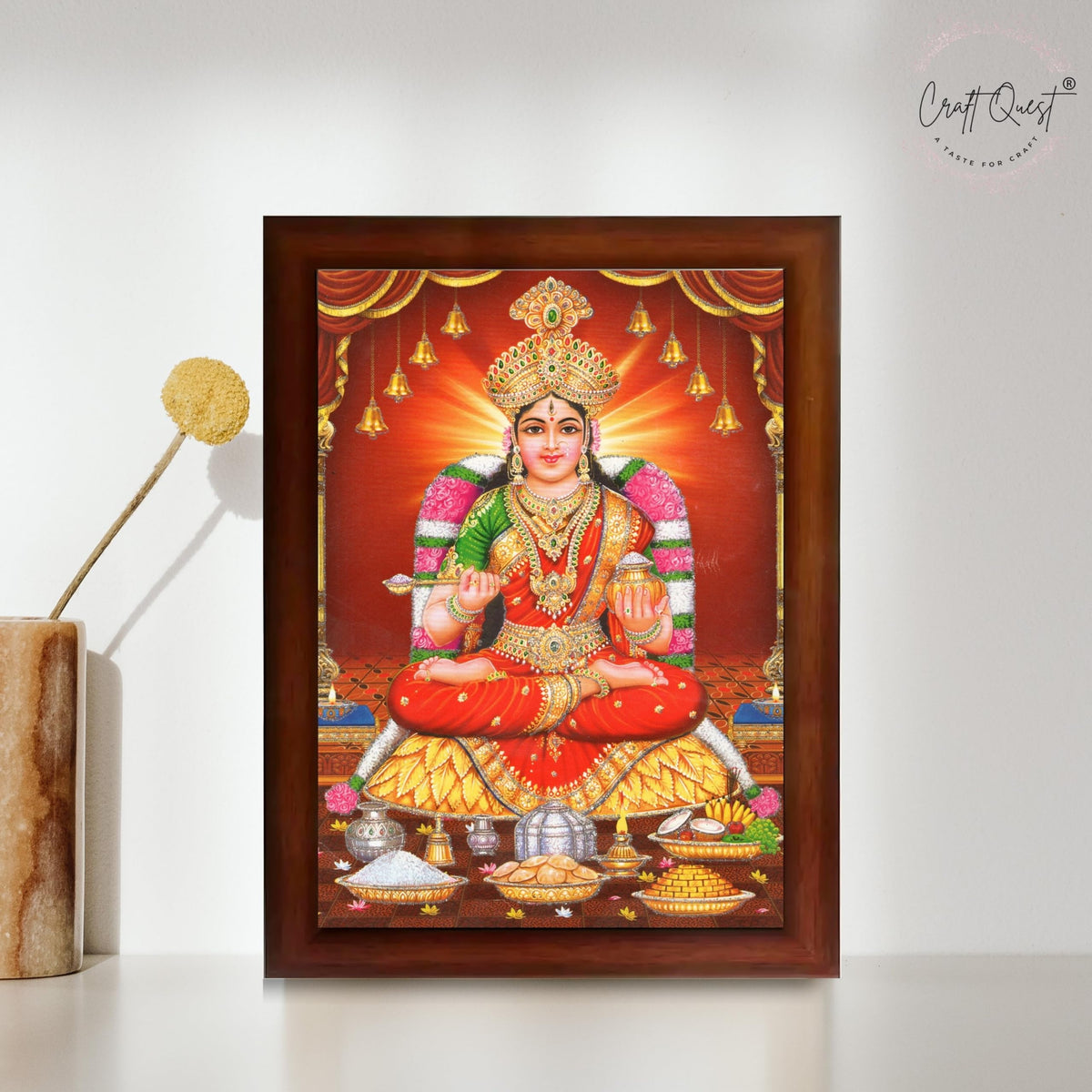 CRAFT QUEST Mata Annapurna Devi Photo for Kitchen Maa Wall Painting Framed Home Décor