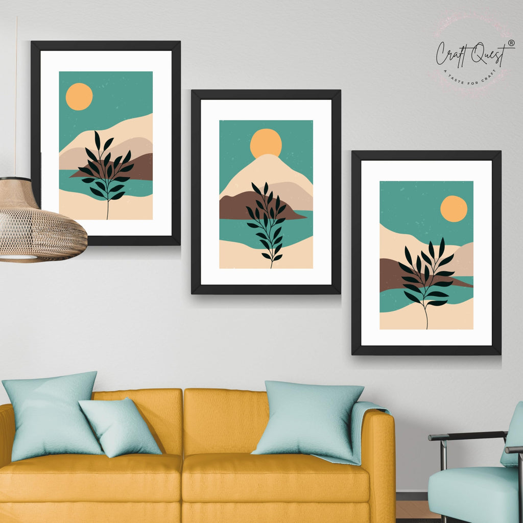 CRAFT QUEST Wall Art Decor Paintings | Set of 3 Wall Art Frames for Home Decoration | Ideal for Living Room, Bedroom & Office