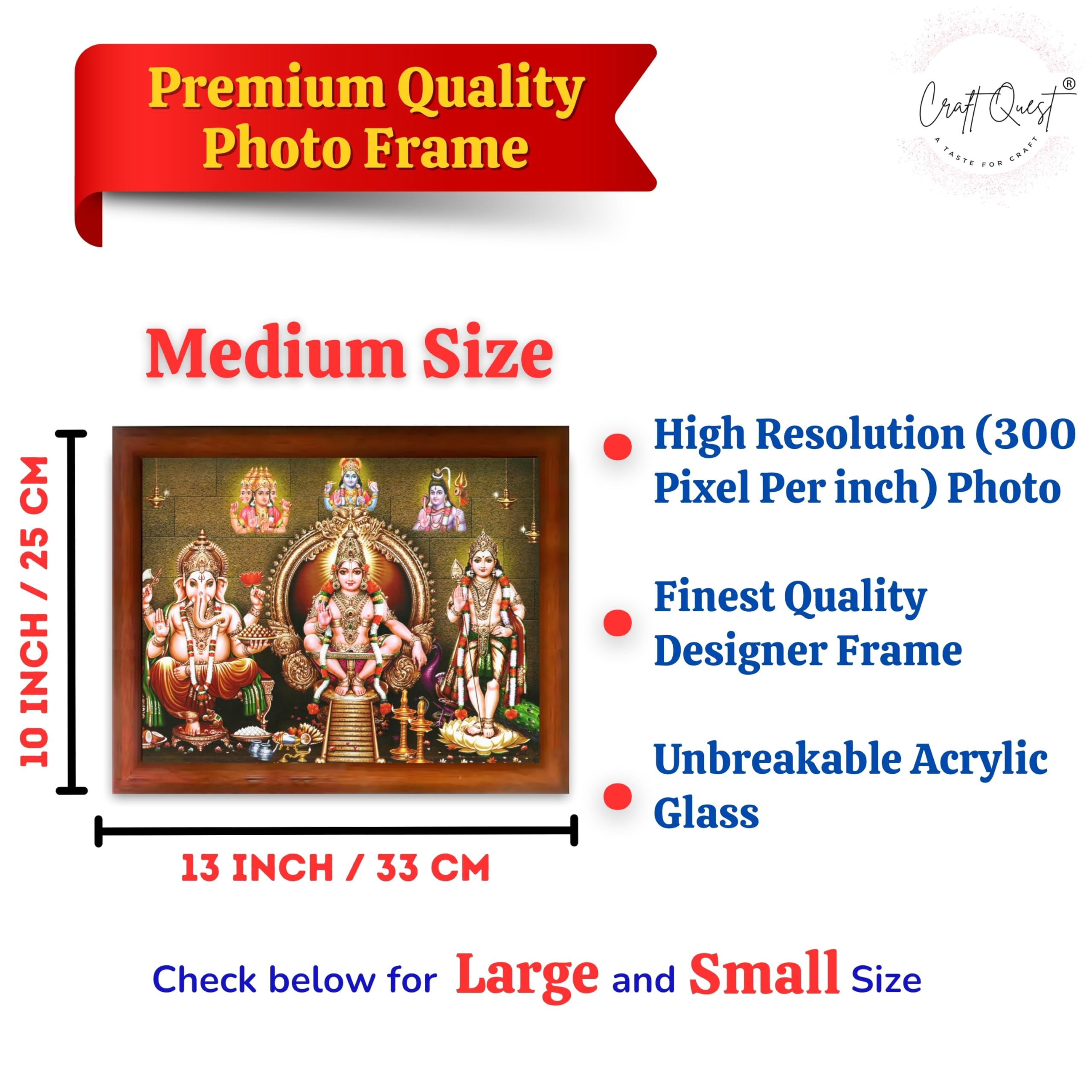 CRAFT QUEST Lord Swami Ayyappa Swamy Ayyappan Iyyappan South photo Frame For Wall Painting,Mandir, Pooja, Home Décor Items