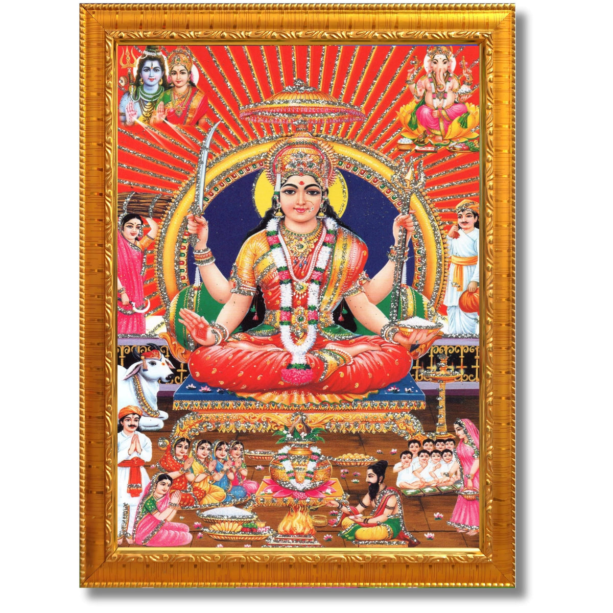 CRAFT QUEST Santoshi MataJi Color Photo Frame for Home Temple Pooja and Devotional Gift Item