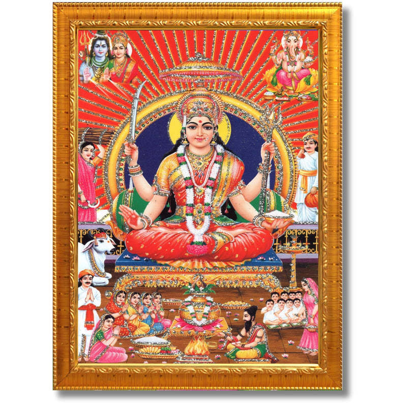 CRAFT QUEST Santoshi MataJi Color Photo Frame for Home Temple Pooja and Devotional Gift Item