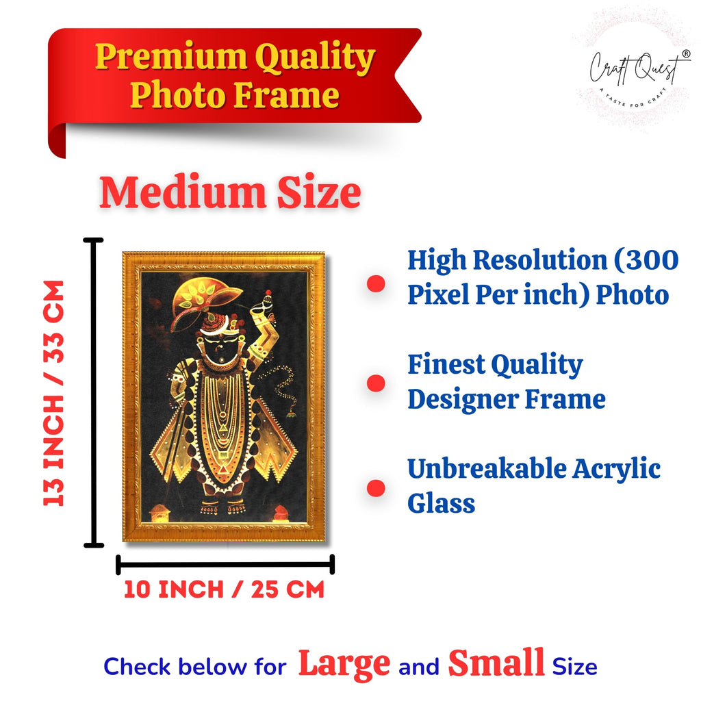 CRAFT QUEST Shreenath ji shree nathaji Photo Frame for Wall Hanging/Gift/Temple/puja Room/Home Decor Frame with Unbreakable Acrylic Glass