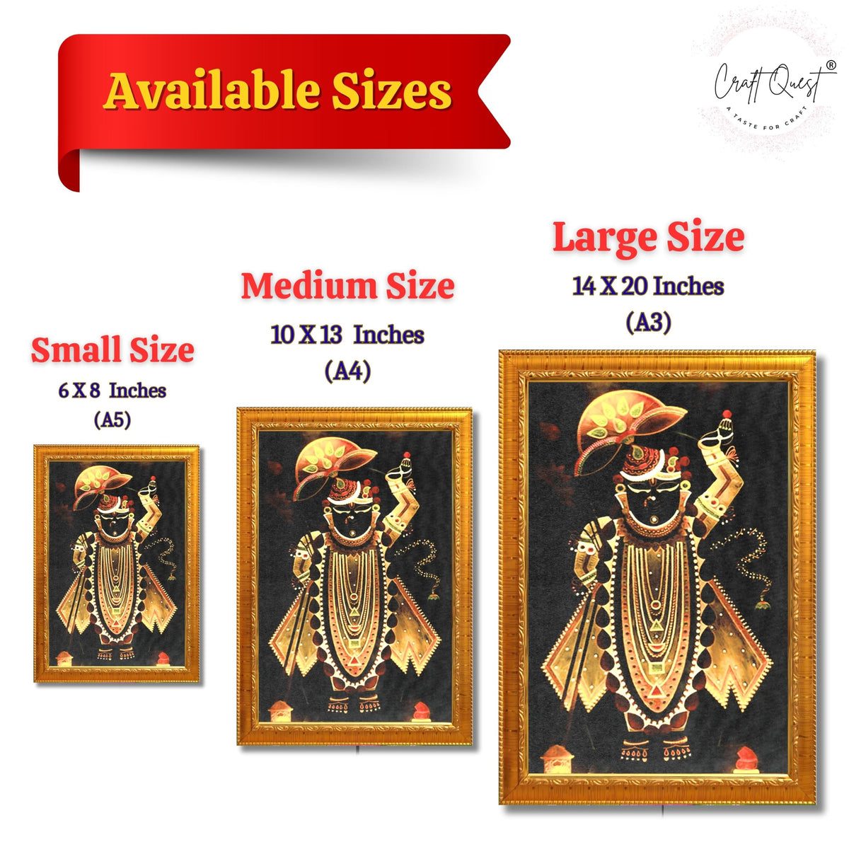 CRAFT QUEST Shreenath ji shree nathaji Photo Frame for Wall Hanging/Gift/Temple/puja Room/Home Decor Frame with Unbreakable Acrylic Glass
