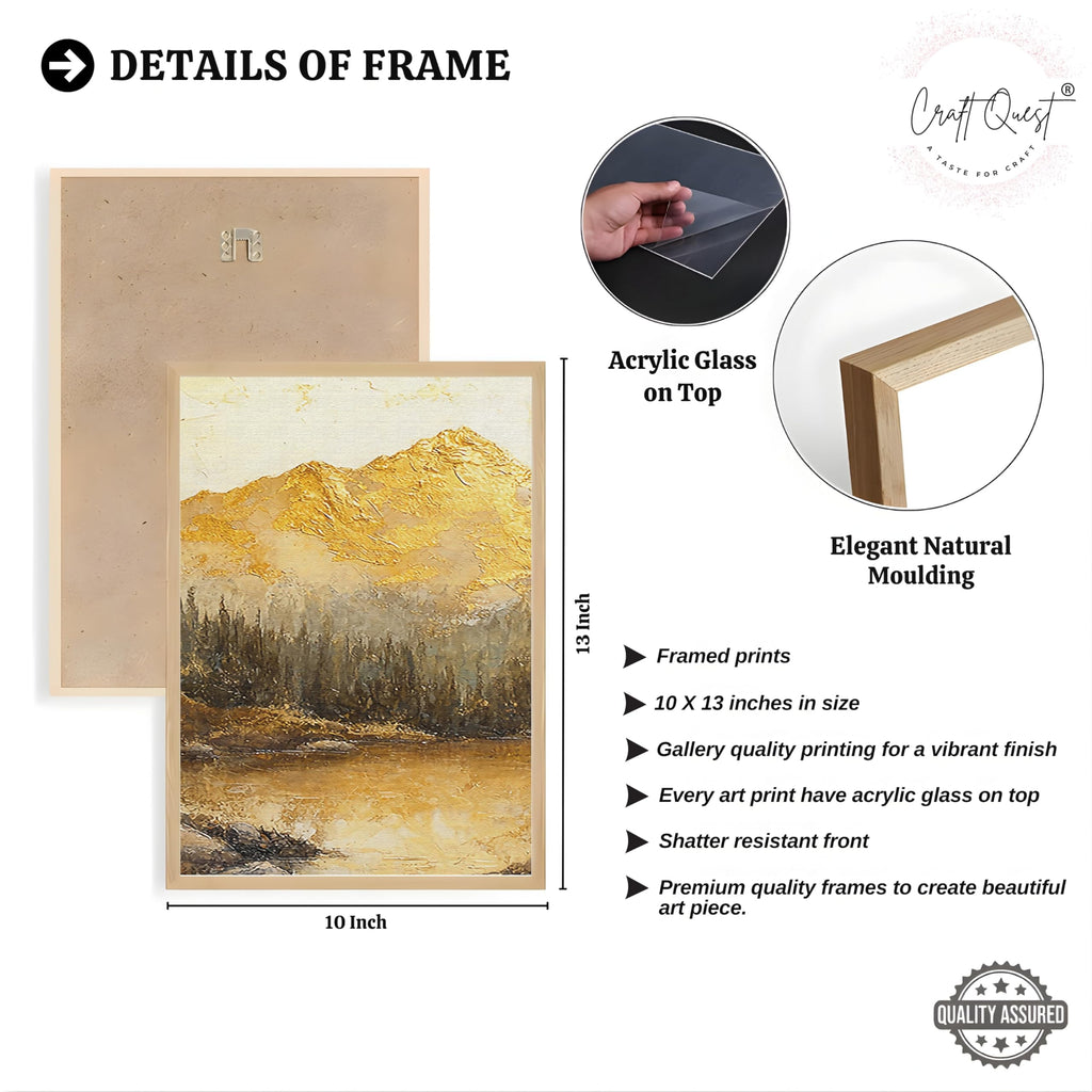 CRAFT QUEST Nature Inspired Painting Of Mountain With Trees Wall Art | Set of 3 Frames for Home Decoration | Ideal for Living Room, Bedroom & Office