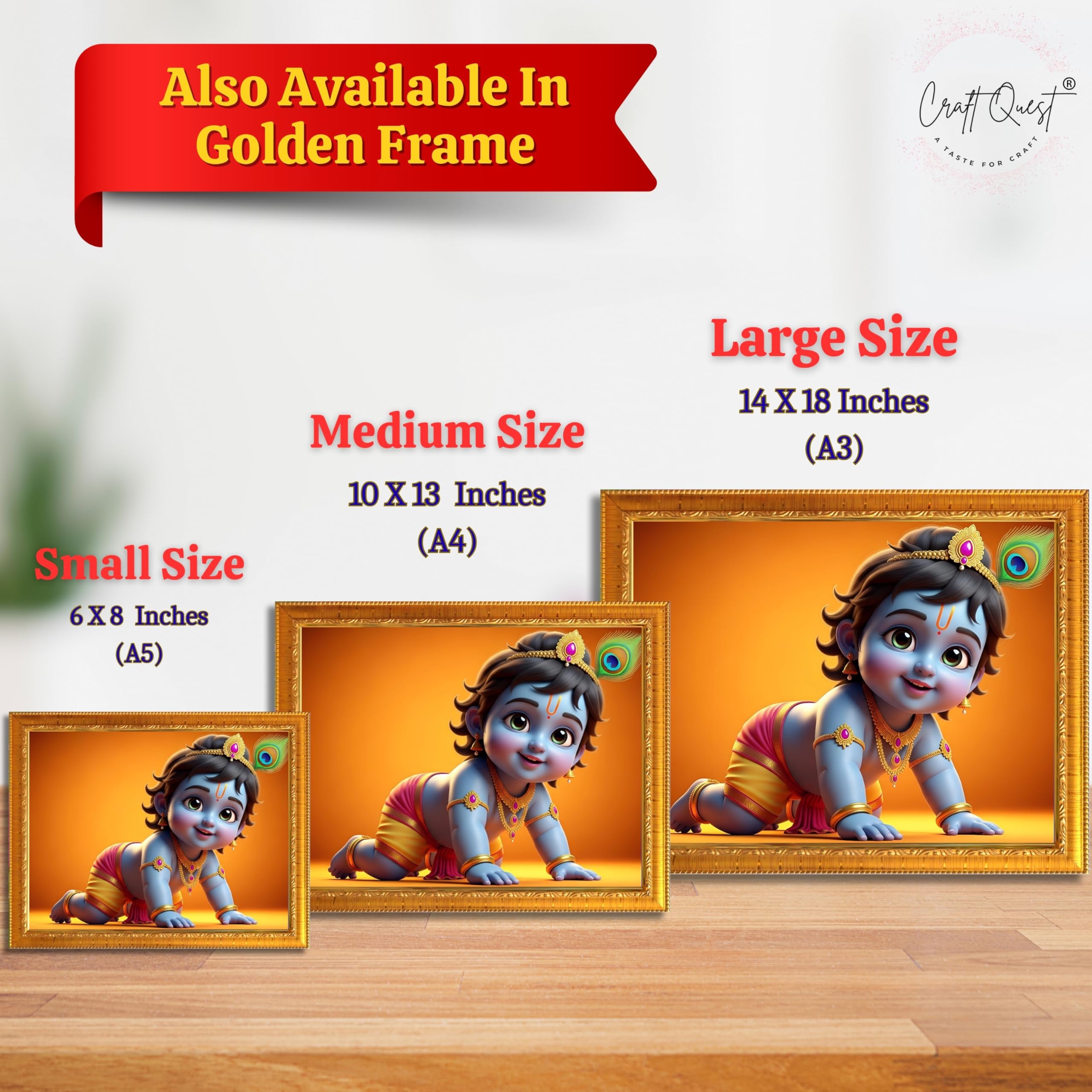 CRAFT QUEST Shri Bal Gopal Painting | Krishna Photo Frames for Walls, Home, Living Room and Home Décor
