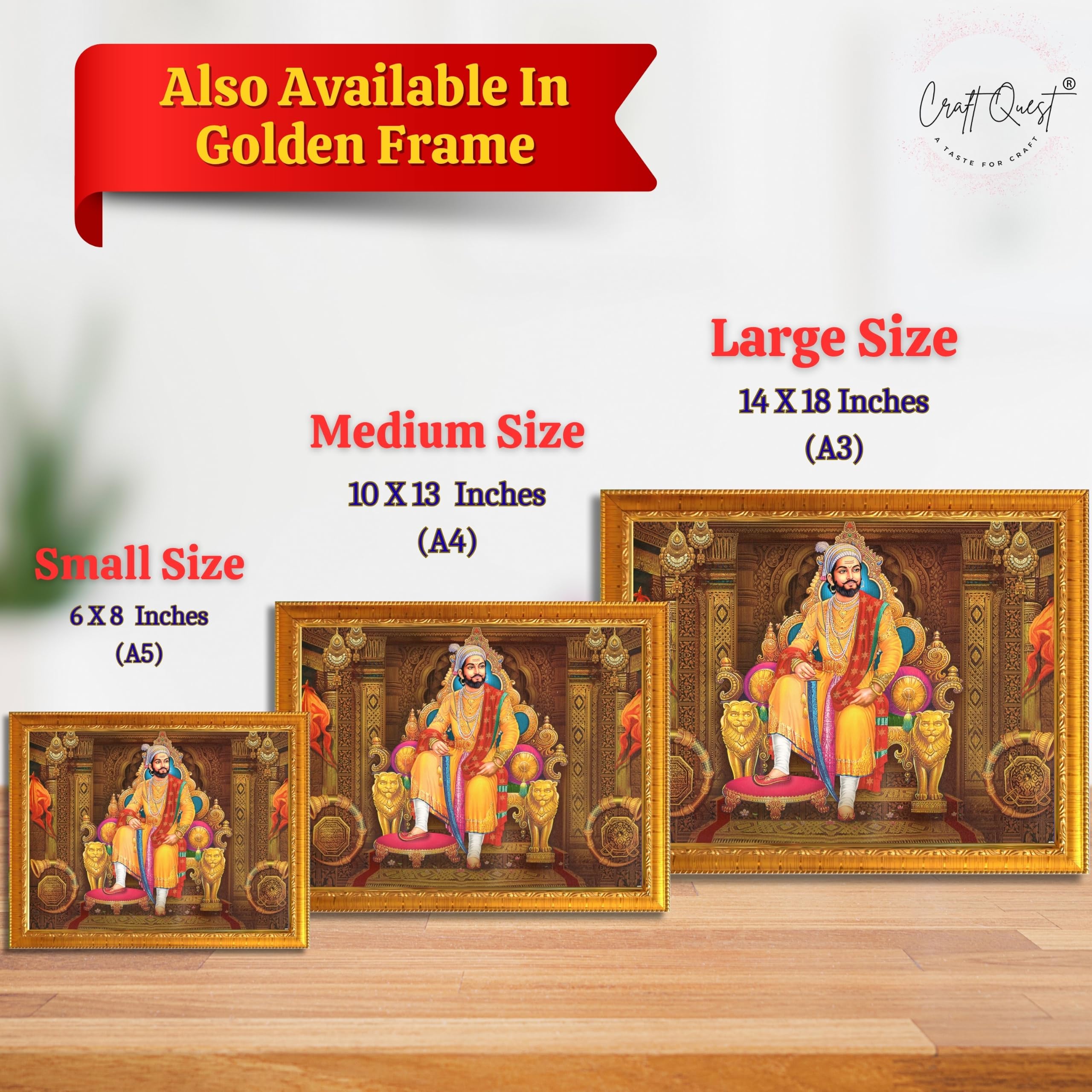 CRAFT QUEST Chhatrapati Shivaji Maharaj Wall Photo Frame | Lightweight | Home Decoration Item | Indian Historic Classic Painting Wall Art Best Gifting Option