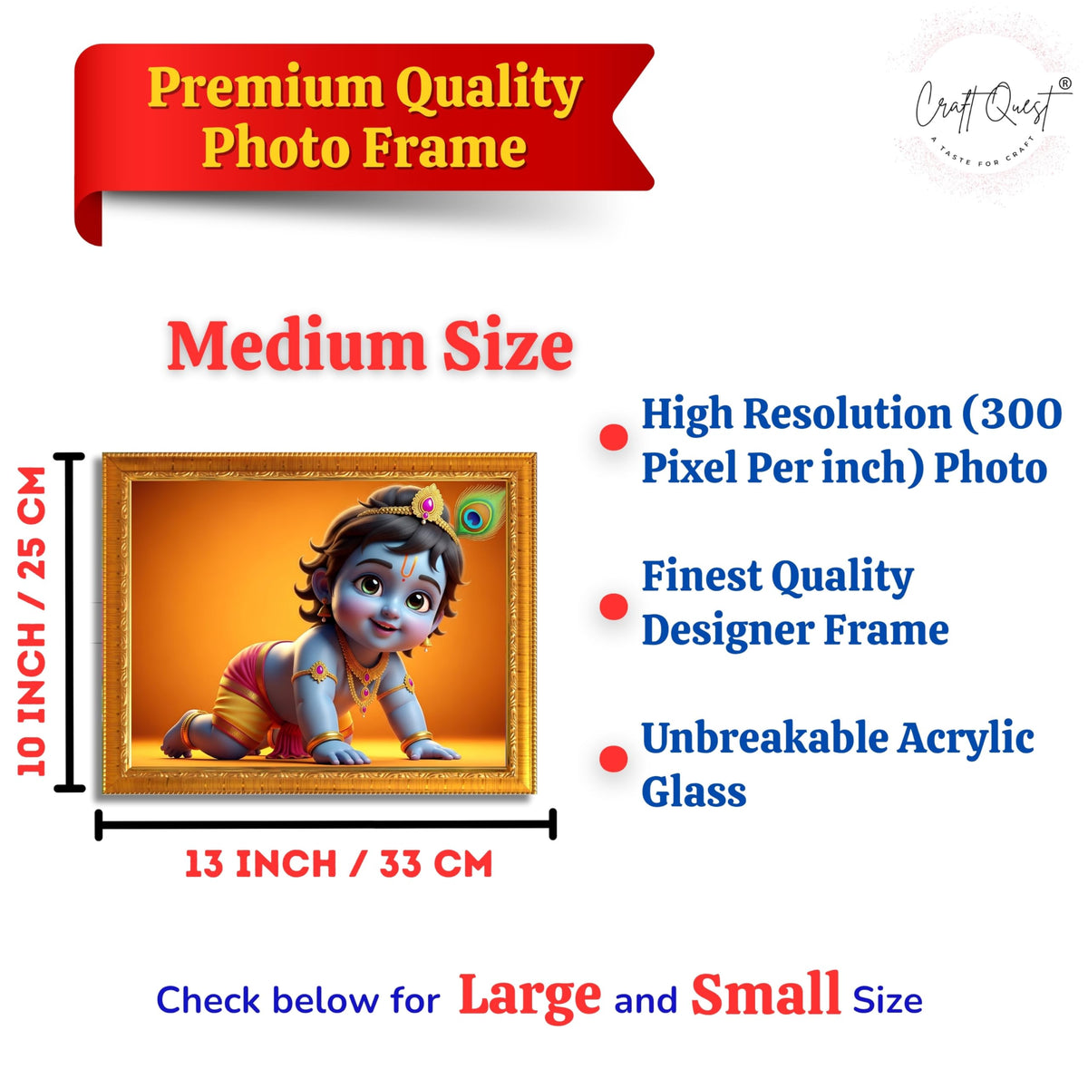 CRAFT QUEST Shri Bal Gopal Painting | Krishna Photo Frames for Walls, Home, Living Room and Home Décor