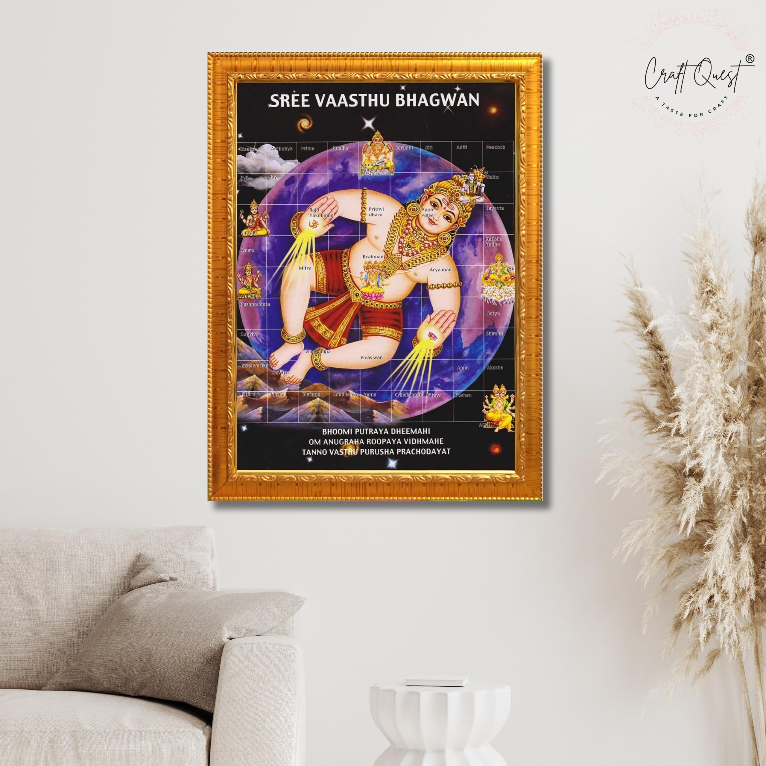 CRAFT QUEST Bhagwan Vastu Purush Bhagavan Vasthu Purusha Wall Painting Photo Framed Home Décor Best Gifting Item