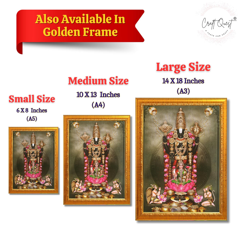 CRAFT QUEST Venkateshwara Tirupati Balaji Lakshmi venkateshwer Swamy Wall Photo Frame For Home, Temple, Pooja, Wall Décor Item