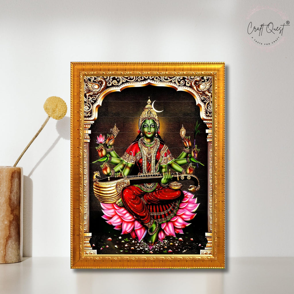 CRAFT QUEST Syamala Devi Shyamala Matangi Wall Painting Framed | South God Picture Frame for Home, Office, Temple & Gifting, Decor