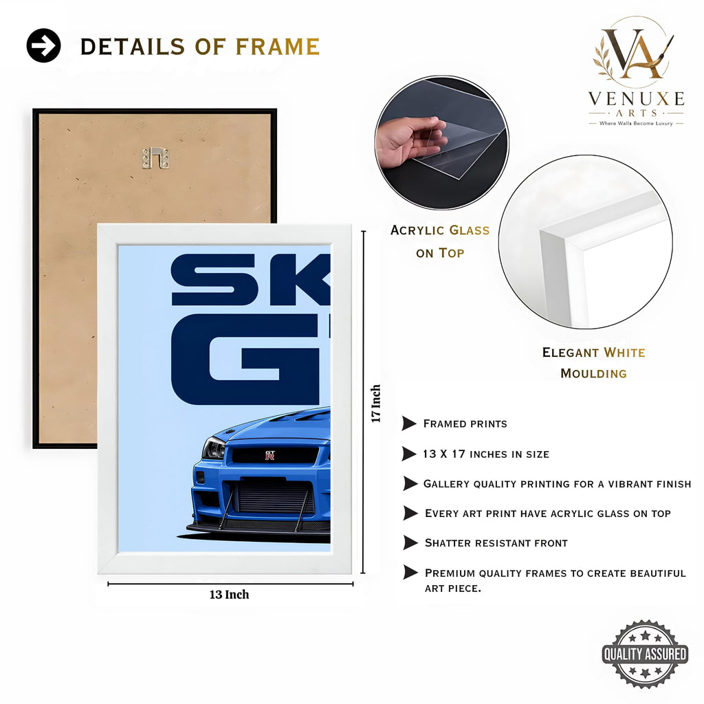VENUXE ARTS Set Of 3 Big Sports Cars Framed Posters Gift Items for Boys Room Wall Decoration Bedroom Living Room Office Studio Décor | Car Poster Frame for Wall Décor