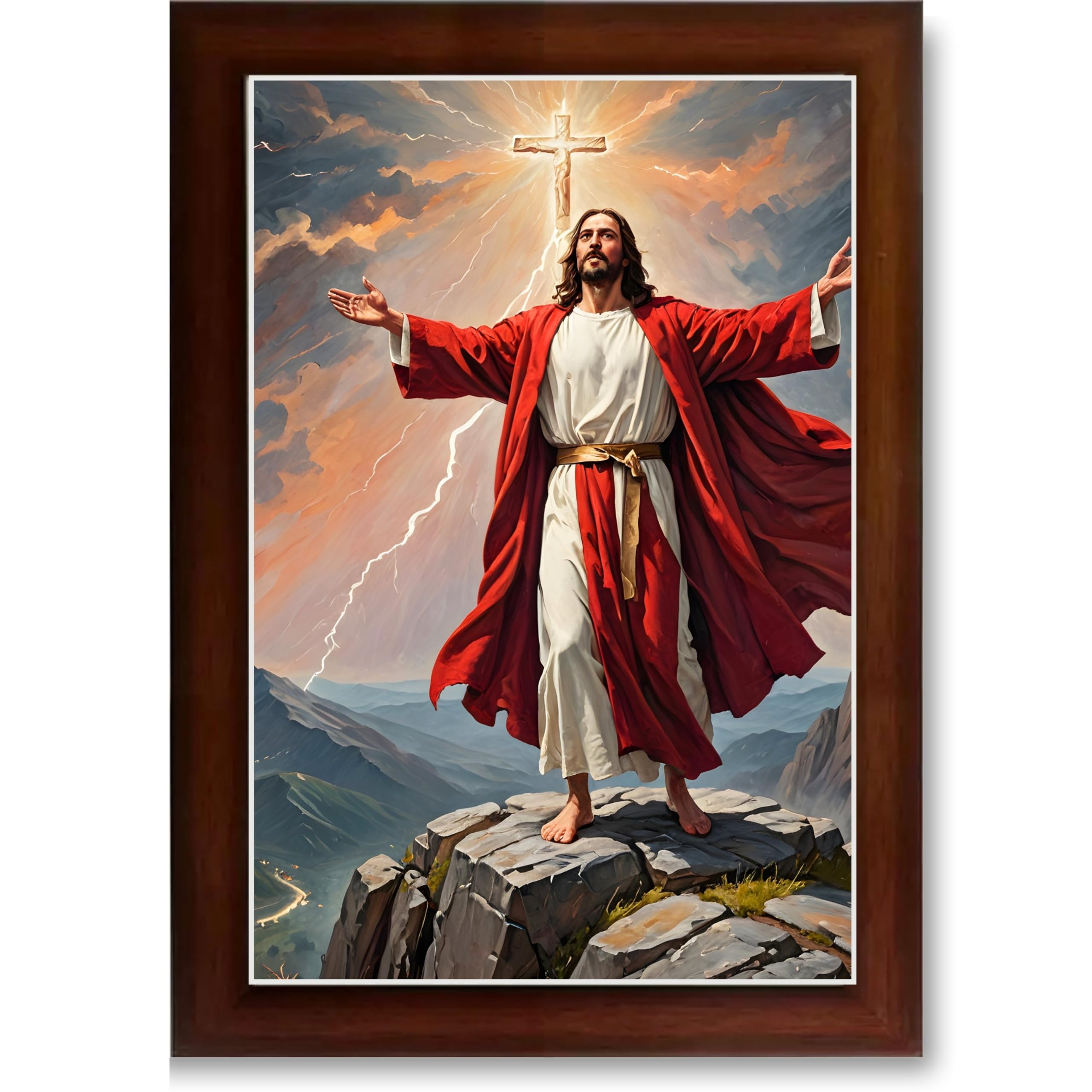 CRAFT QUEST Lord Jesus Christ Christmas Wall Artwork Photo Frame Spiritual Christian Wall Décor for Room