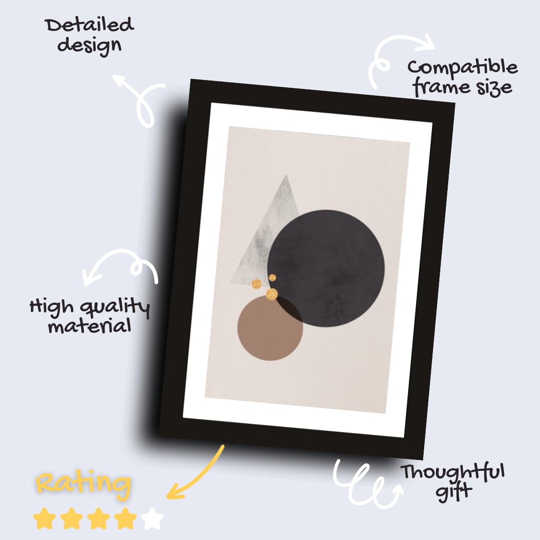CRAFT QUEST Abstract Digital Geometric Modern Art Painting Poster Frame for Home & Office Wall Decoration - Portrait, Wall Display (Black, 14x10 Inch Frame)
