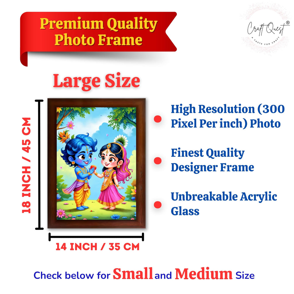 CRAFT QUEST Cute Bal Gopal HD Print | Bal Krishna Frame for Home Temple, Office Desk, Car Dashboard