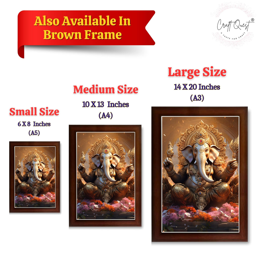 CRAFT QUEST Lord Ganesha Art Framed Wall Painting With Frame For Home and Pooja,Office Décor Items