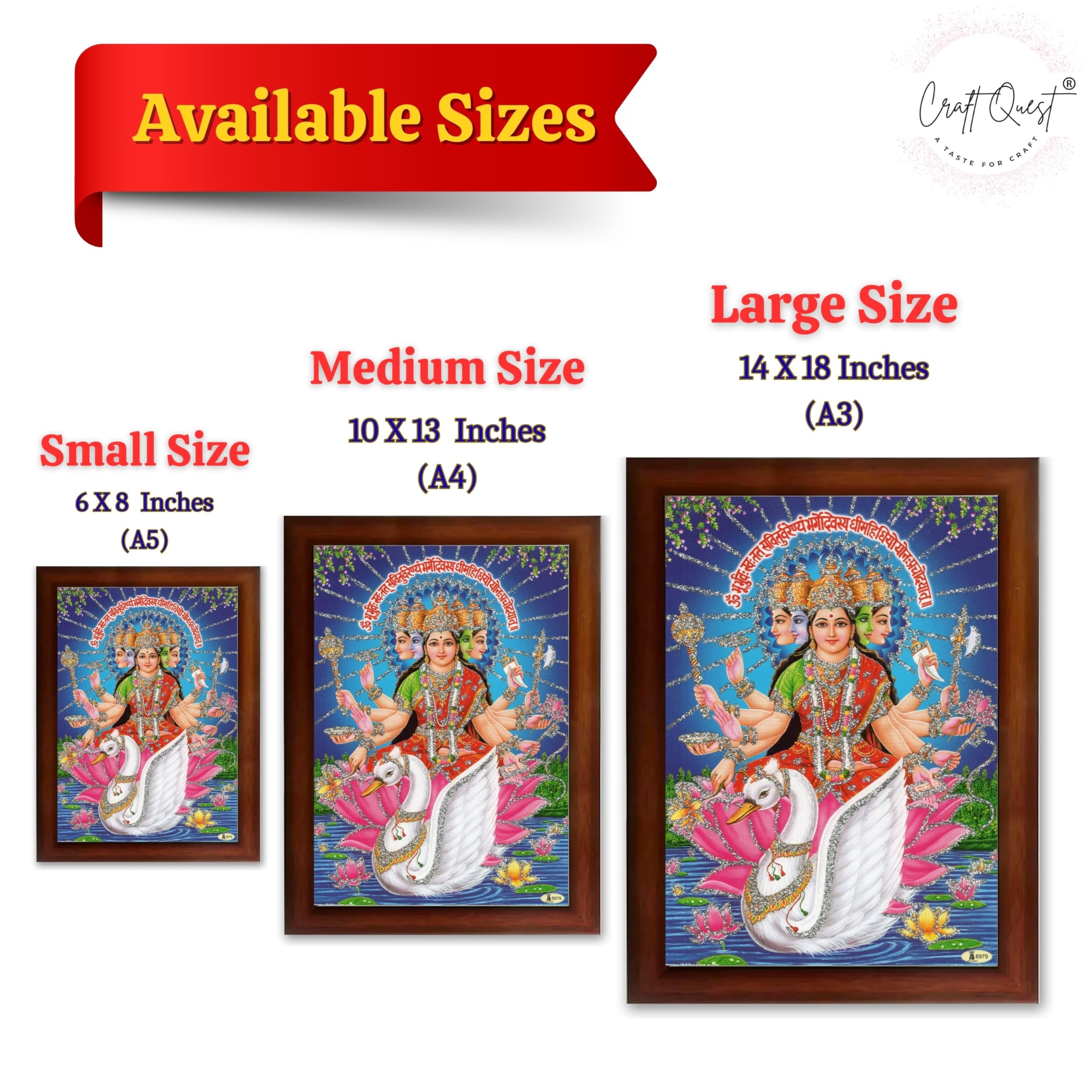 CRAFT QUEST Gayatri Mata Gayatridevi Wall Painting Framed Home Decor Items
