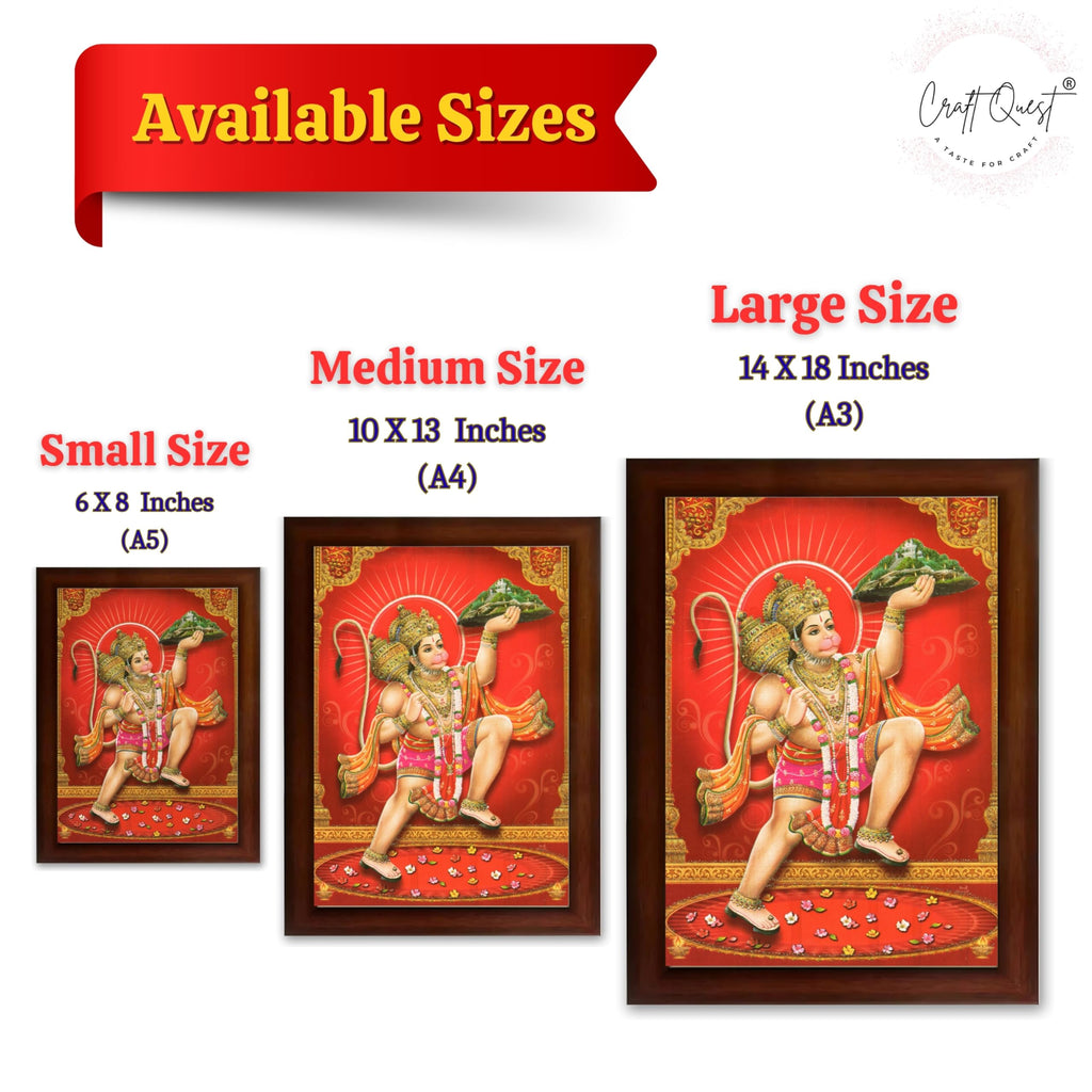 CRAFT QUEST Hanuman JI | Bajrangbali Religious Photo frame Decorative Item Synthetic frame
