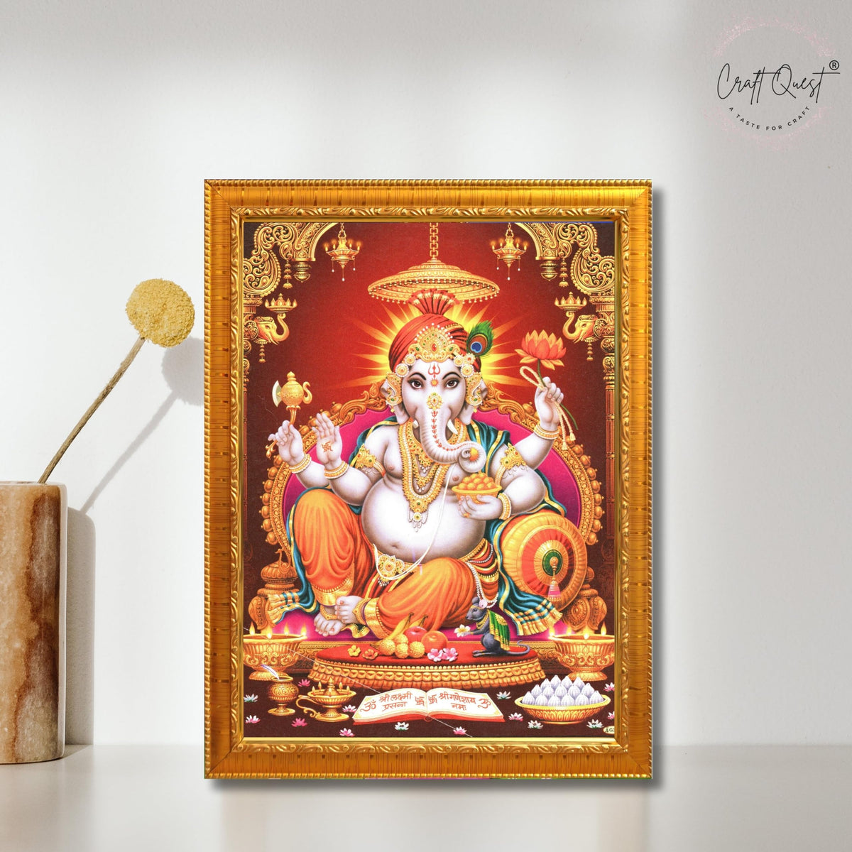 CRAFT QUEST Lord Ganesh ji Modern Wall Painting With Frame For Home and Office Decor