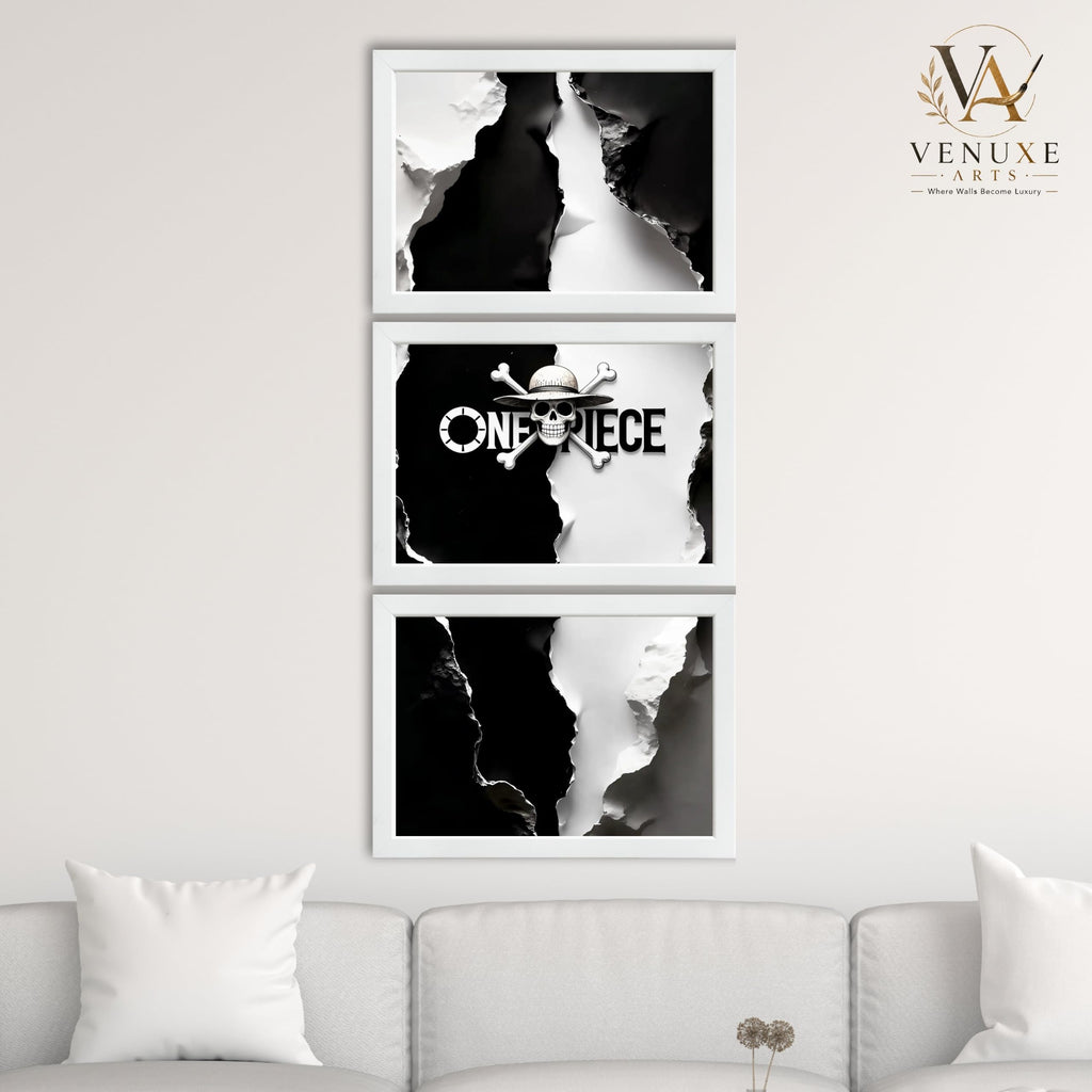 VENUXE ARTS Set Of 3 Anime Characters Wall Framed |Anime Characters Framed Poster for Living Room Bedroom Gaming Room Studio Wall Decor