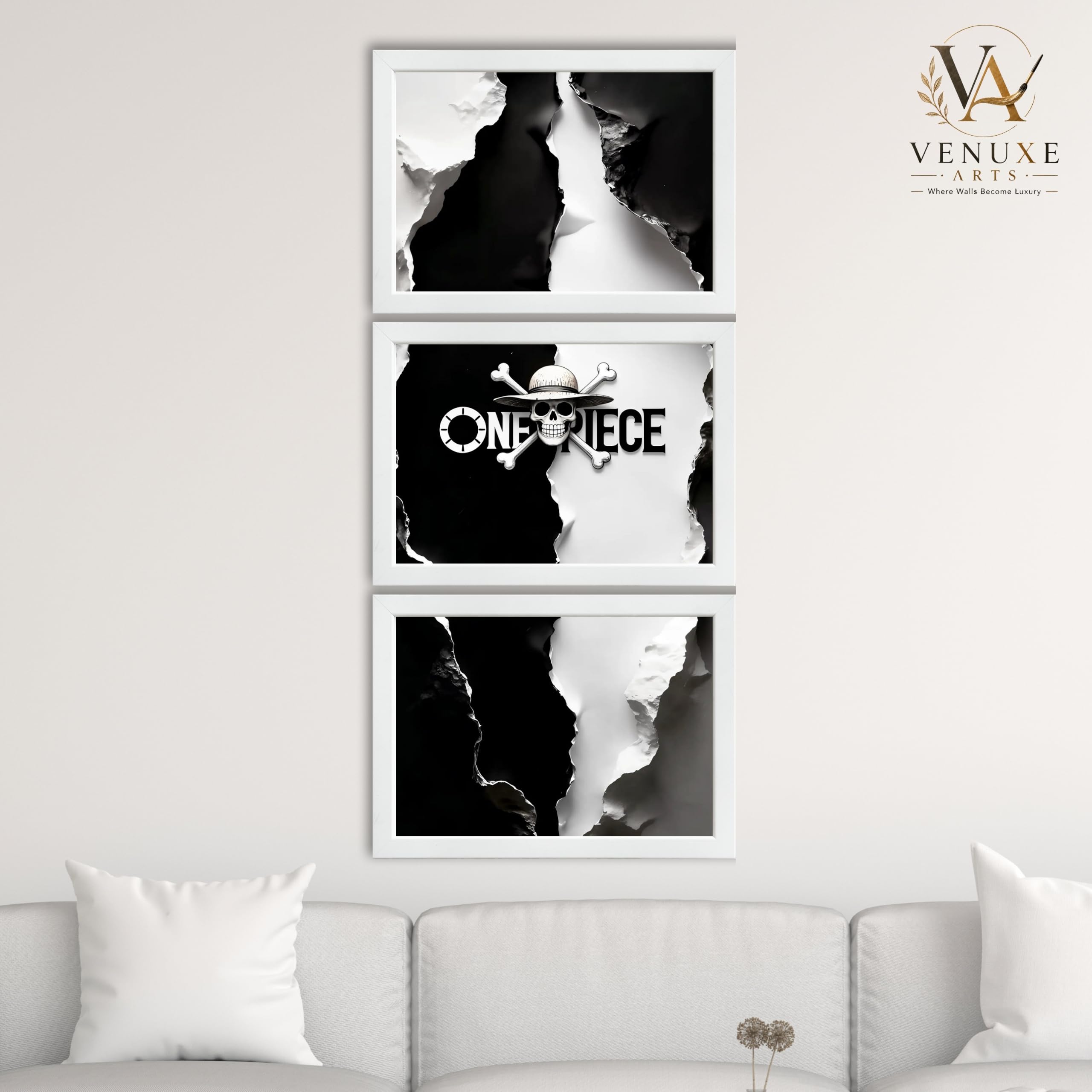 VENUXE ARTS Set Of 3 Anime Characters Wall Framed |Anime Characters Framed Poster for Living Room Bedroom Gaming Room Studio Wall Decor