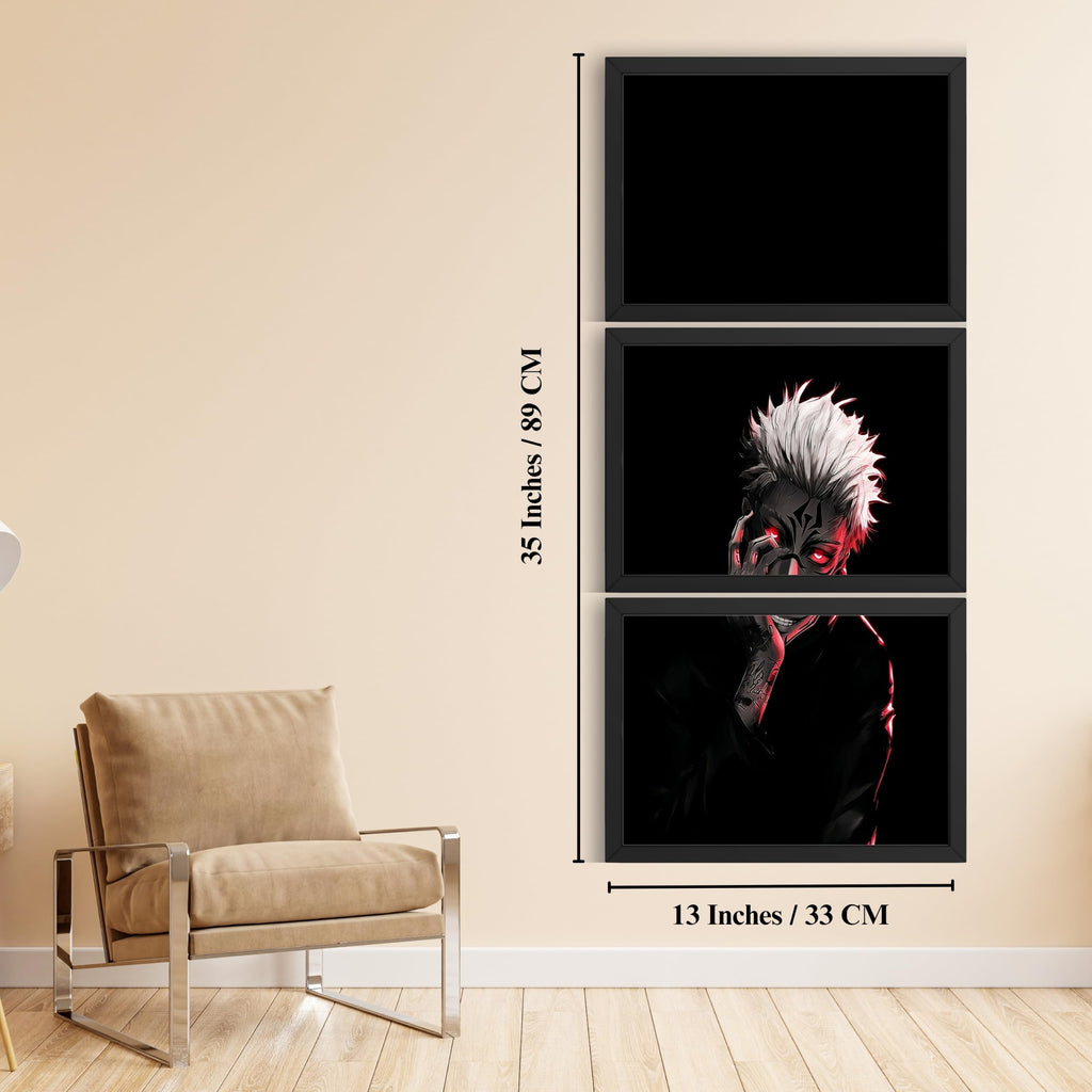 VENUXE ARTS Set Of 3 Anime Characters Wall Framed |Anime Characters Framed Poster for Living Room Bedroom Gaming Room Studio Wall Decor