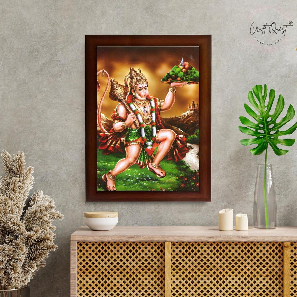 CRAFT QUEST Lord Bajrang Bali Hanuman Ji Photo Frame | Acrylic Glass, Lightweight & Waterproof | Ideal for Home, Office, Temple & Puja Room Wall Decor