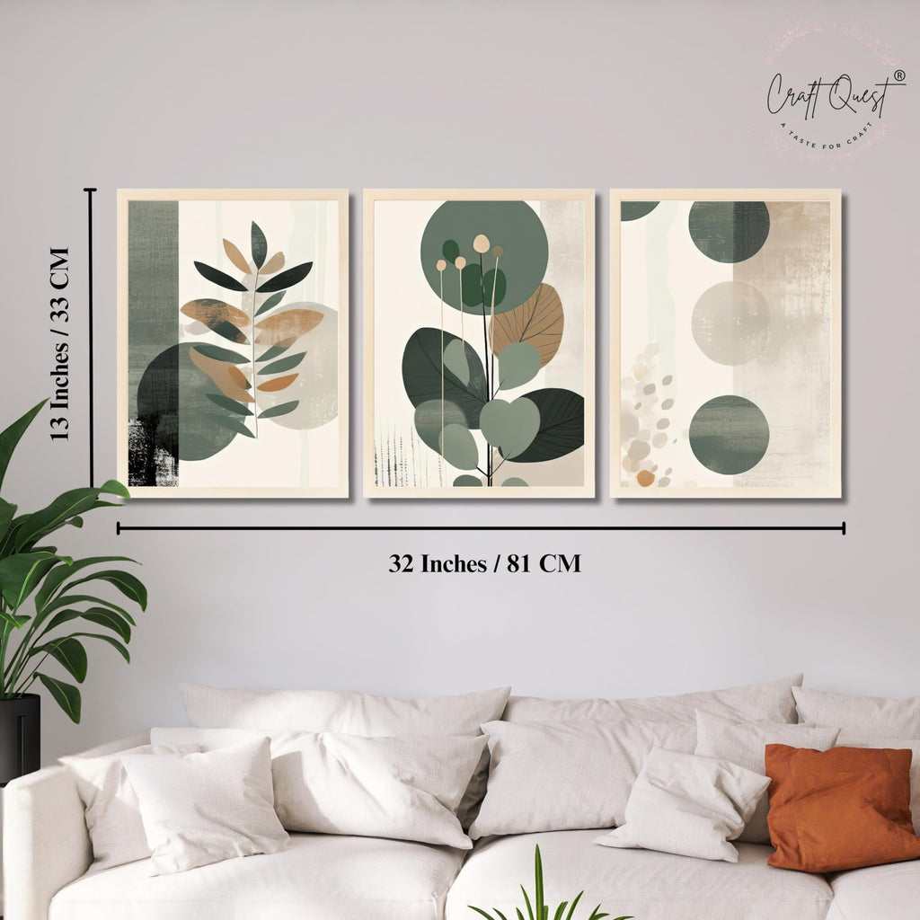 CRAFT QUEST Three Pieces Artwork | Set of 3 Frames for Home Decoration | Ideal for Living Room, Bedroom & Offices