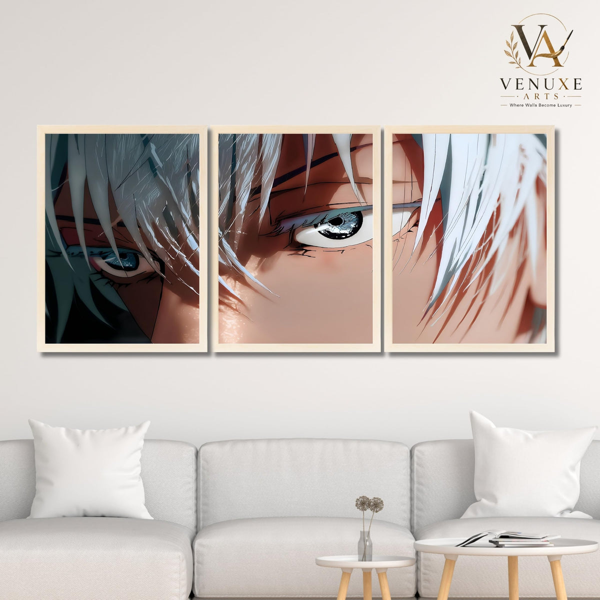 VENUXE ARTS Set Of 3 Anime Characters Wall Framed |Anime Characters Framed Poster for Living Room Bedroom Gaming Room Studio Wall Decor