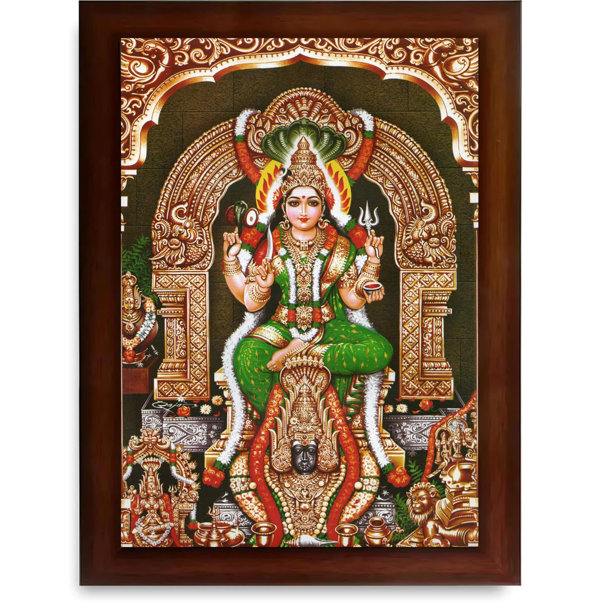 CRAFT QUEST Karumariamman Karu Mariamman Karumari Amman Wall Photo Frame | South God Picture Frame for Home, Office, Temple & Gifting, Decor