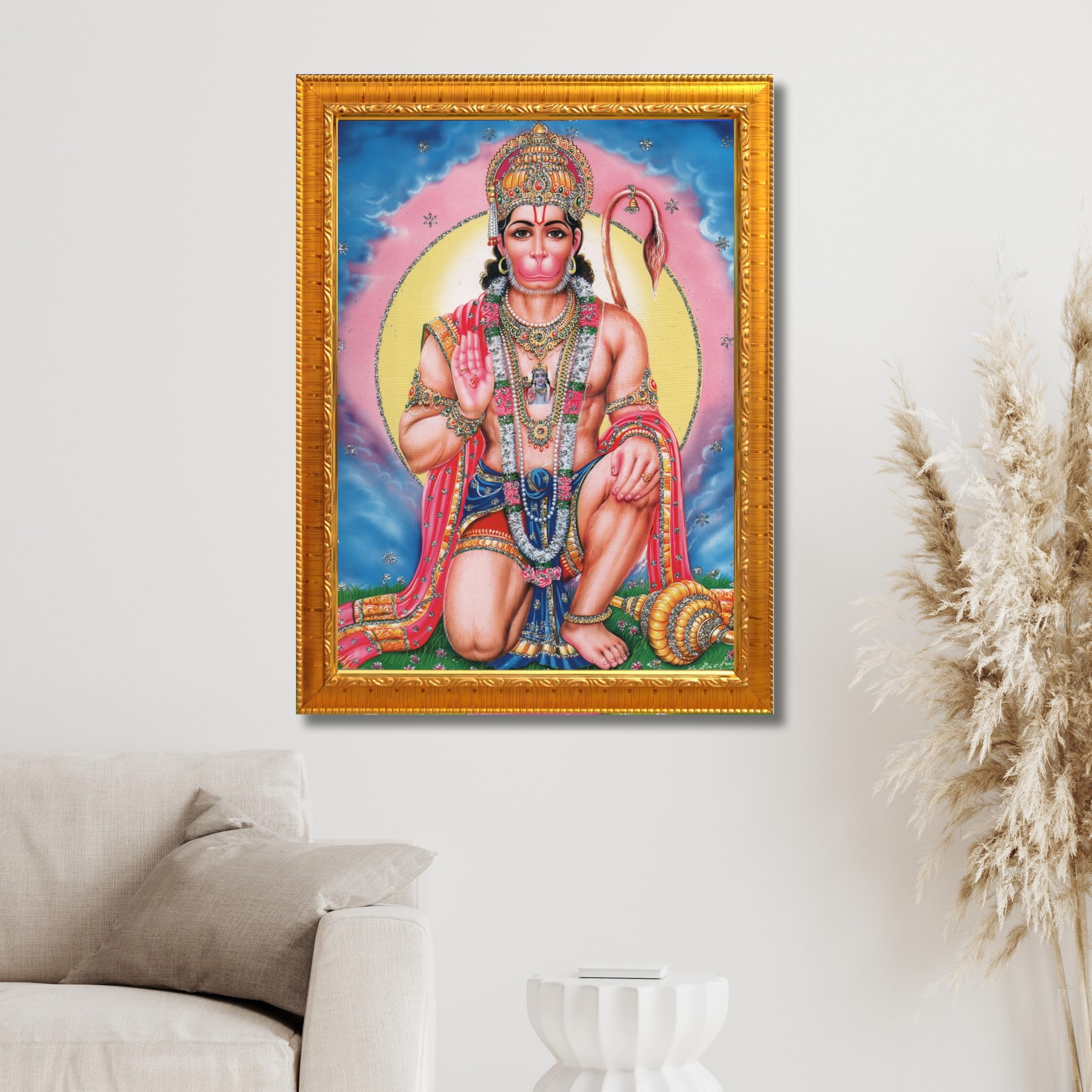 CRAFT QUEST Hanuman JI | Bajrangbali Religious Photo frame Decorative Item Synthetic frame