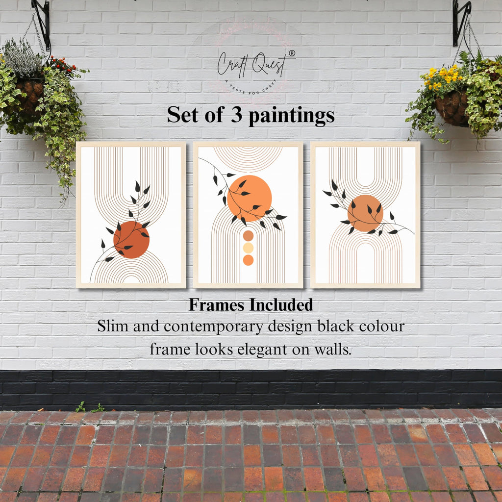 CRAFT QUEST Wall Art Decor Paintings | Set of 3 Abstract Wall Art Frames for Home Decoration | Ideal for Living Room, Bedroom & Office