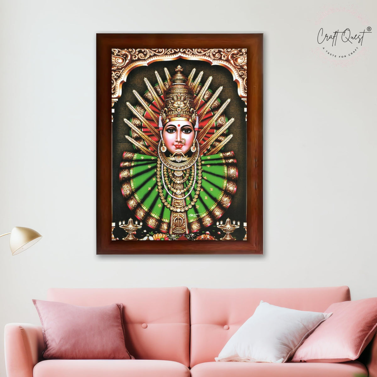 CRAFT QUEST Renuka Devi Yellamma Mata Ellamma Thalli Wall Photo Frame | South God Picture Frame for Home, Office, Temple & Gifting, Decor