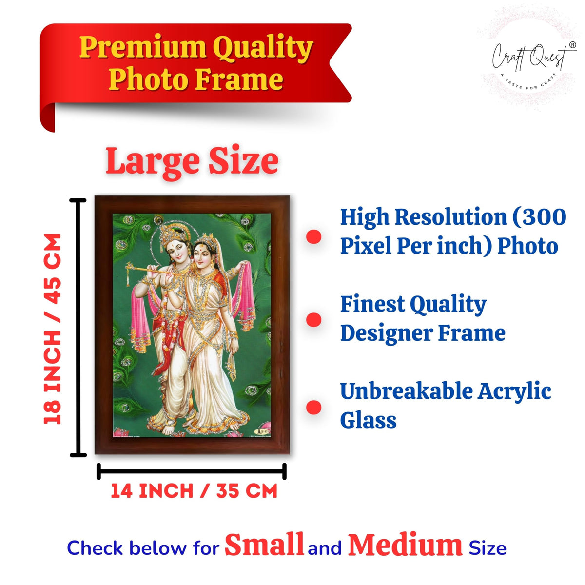CRAFT QUEST Radha Krishna ji Painting With Frame Wall Paintings for Living Room, Bedroom, Office Décor