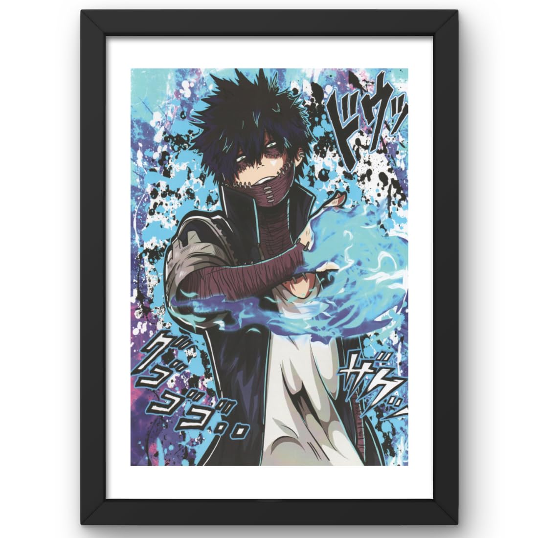 CRAFT QUEST my hero academia manga Poster Anime Laminated Posters Framed Painting with Matt Black Frame (14 Inches x 10 Inches)