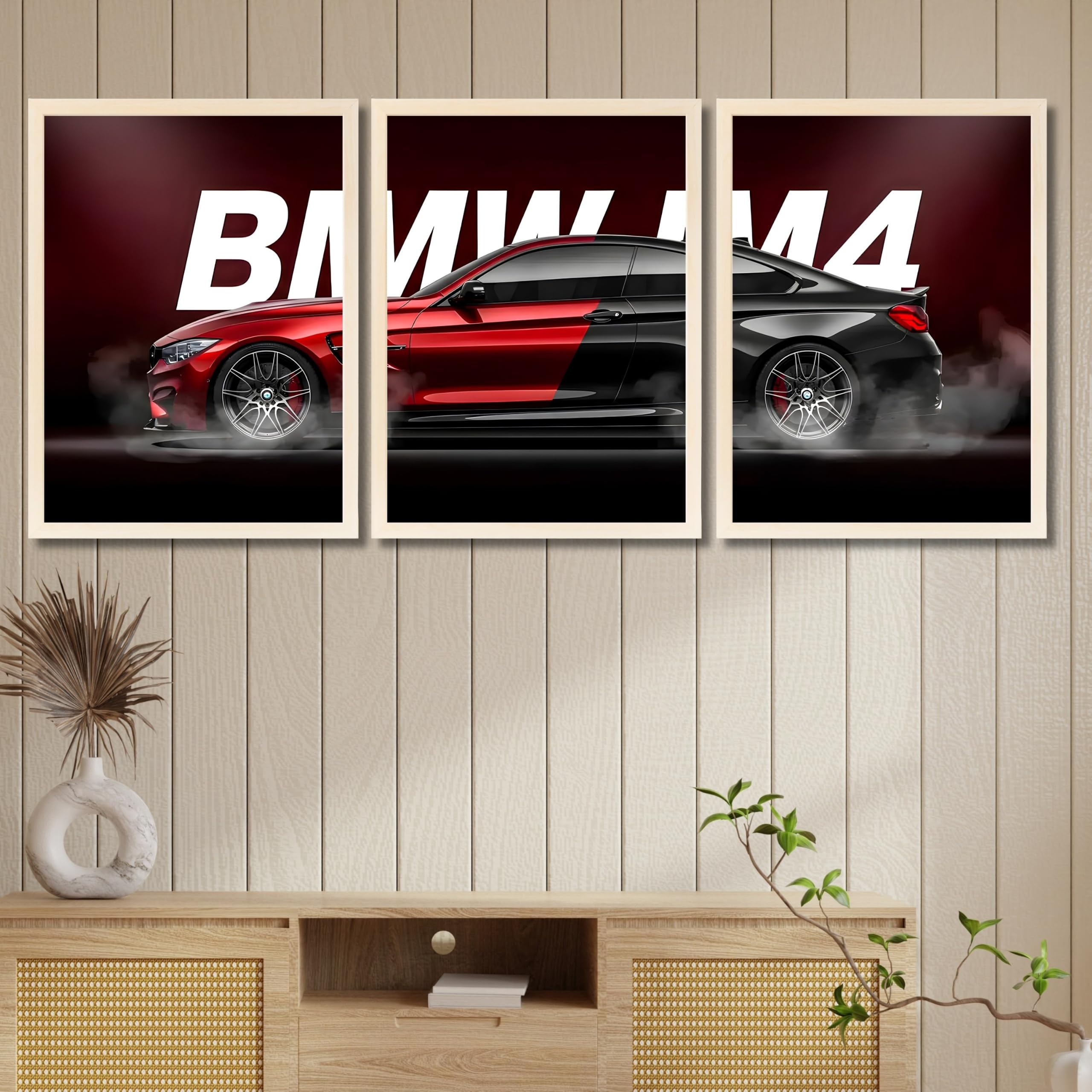 VENUXE ARTS Set Of 3 Big Sports Cars Framed Posters Gift Items for Boys Room Wall Decoration Bedroom Living Room Office Studio Décor | Car Poster Frame for Wall Décor