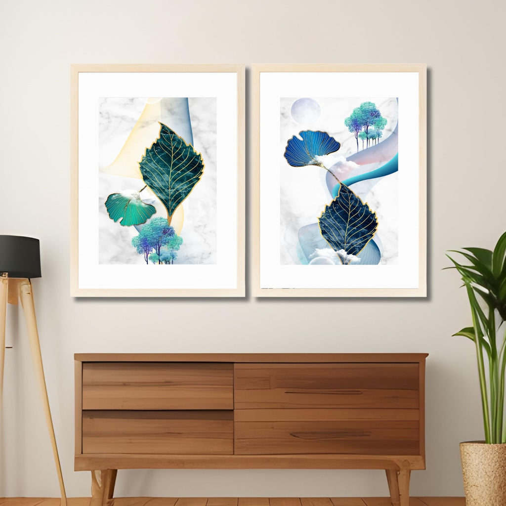 CRAFT QUEST Wall Art Decor Paintings | Set of 2 Wall Art Frames for Home Decoration | Ideal for Living Room, Bedroom & Office (Style 116)