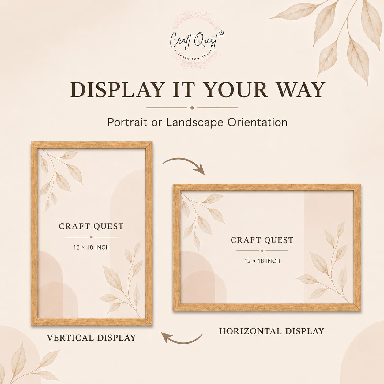 CRAFT QUEST 4X6 Inch Size synthetic Wall Mount Photo frames Single For Home Decoration, Living Room, Office Decoration (Natural, Set of 1)