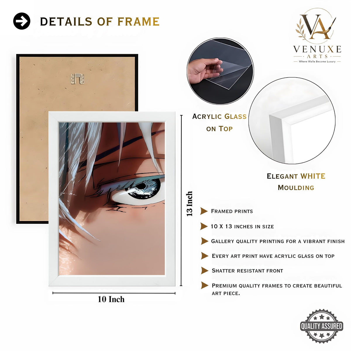 VENUXE ARTS Set Of 3 Anime Characters Wall Framed |Anime Characters Framed Poster for Living Room Bedroom Gaming Room Studio Wall Decor