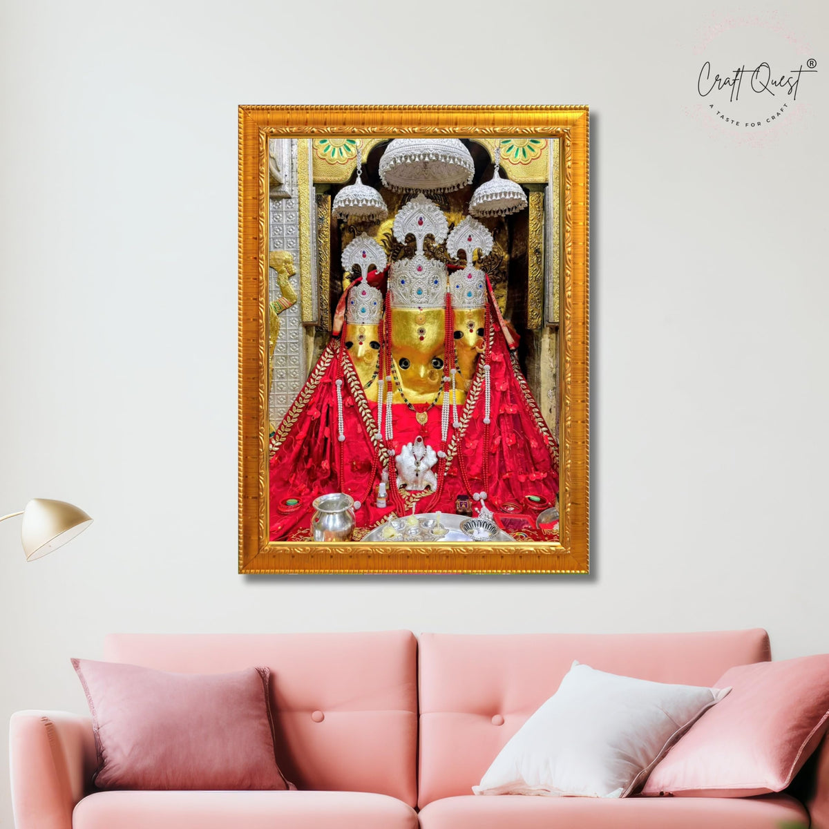 CRAFT QUEST Baglamuklhi maa/mata wodden Religious Photo Frame for Home, Office