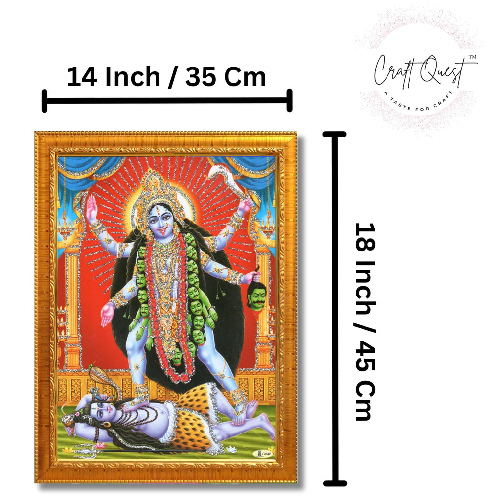 CRAFT QUEST Kali Mata photo with frame, God Religious Framed Painting With Acrylic Glass